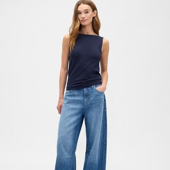 NWT Gap Factory Boatneck Tank Top Navy Blue Size S Basics - Picture 13 of 13